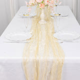 Elevate Your Event with the Champagne Sheer Crinkled Organza Table Runner