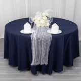 Create Memorable Moments with the 9ft White Sheer Crinkled Organza Table Runner